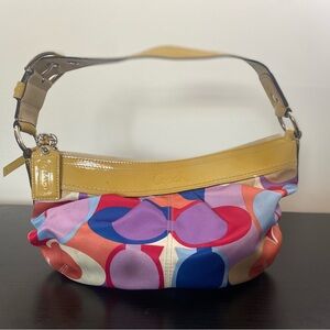 Coach soho pleated scarf sateen leather hobo bag A1073 F13796